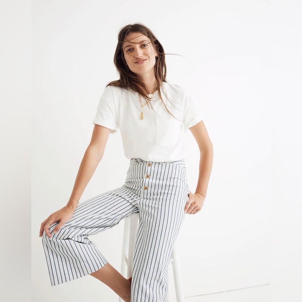 Madewell Emmett Wide-leg Striped Crop Pants